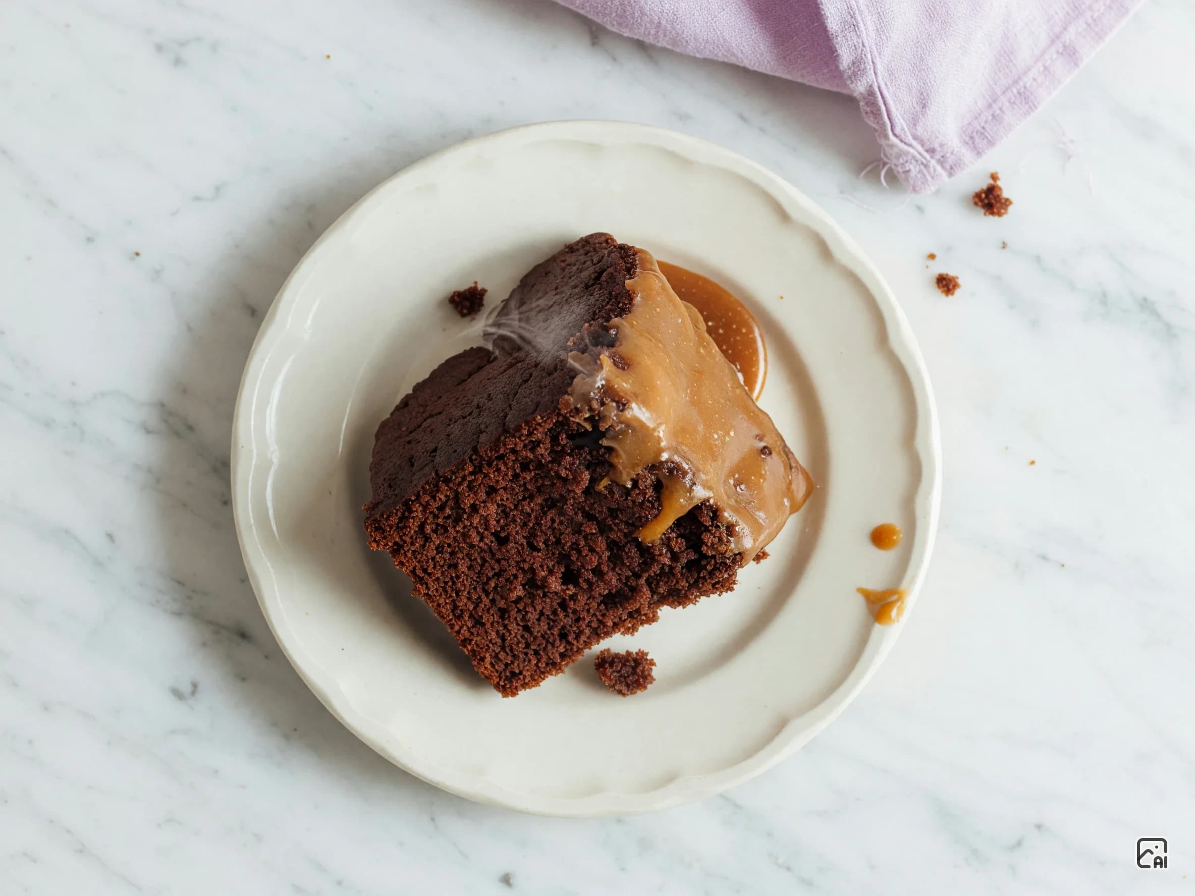 Moist Chocolate Cake with Caramel Icing