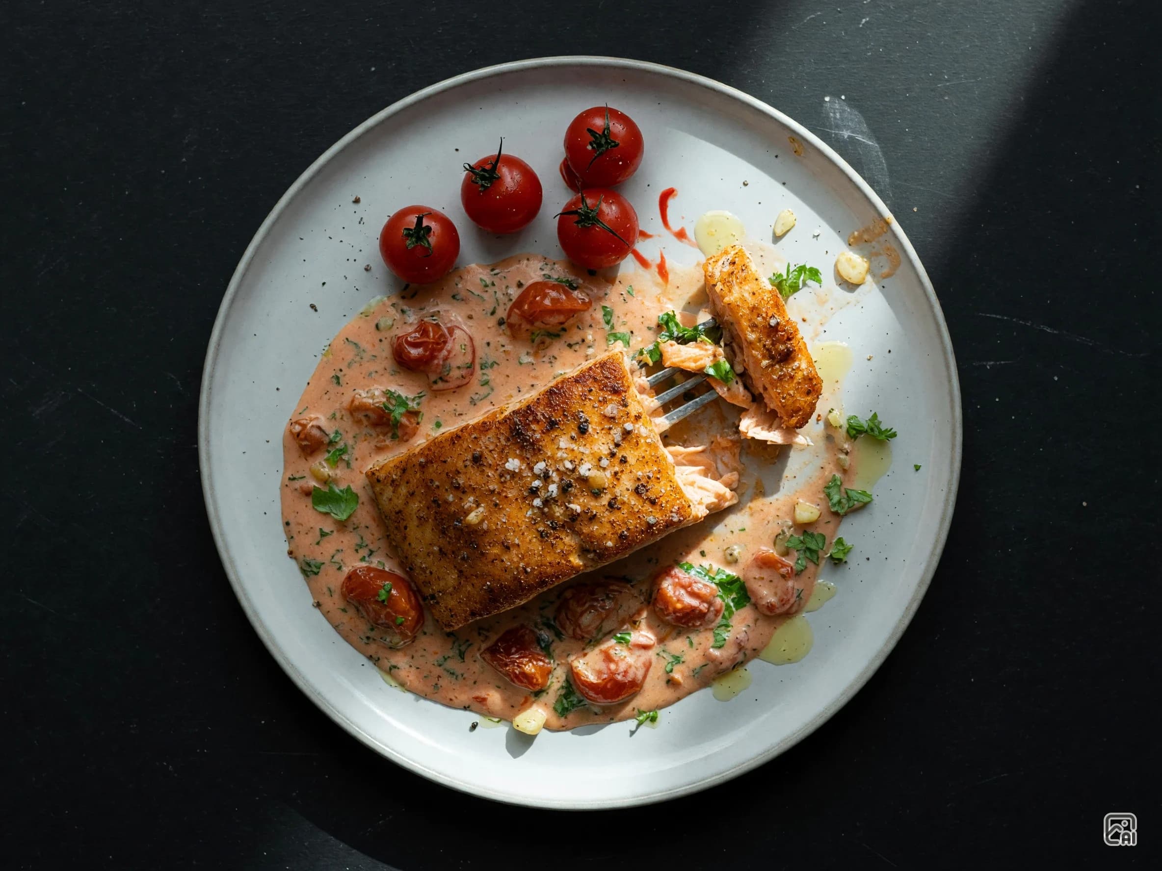 Salmon in Creamy Tomato Basil Sauce