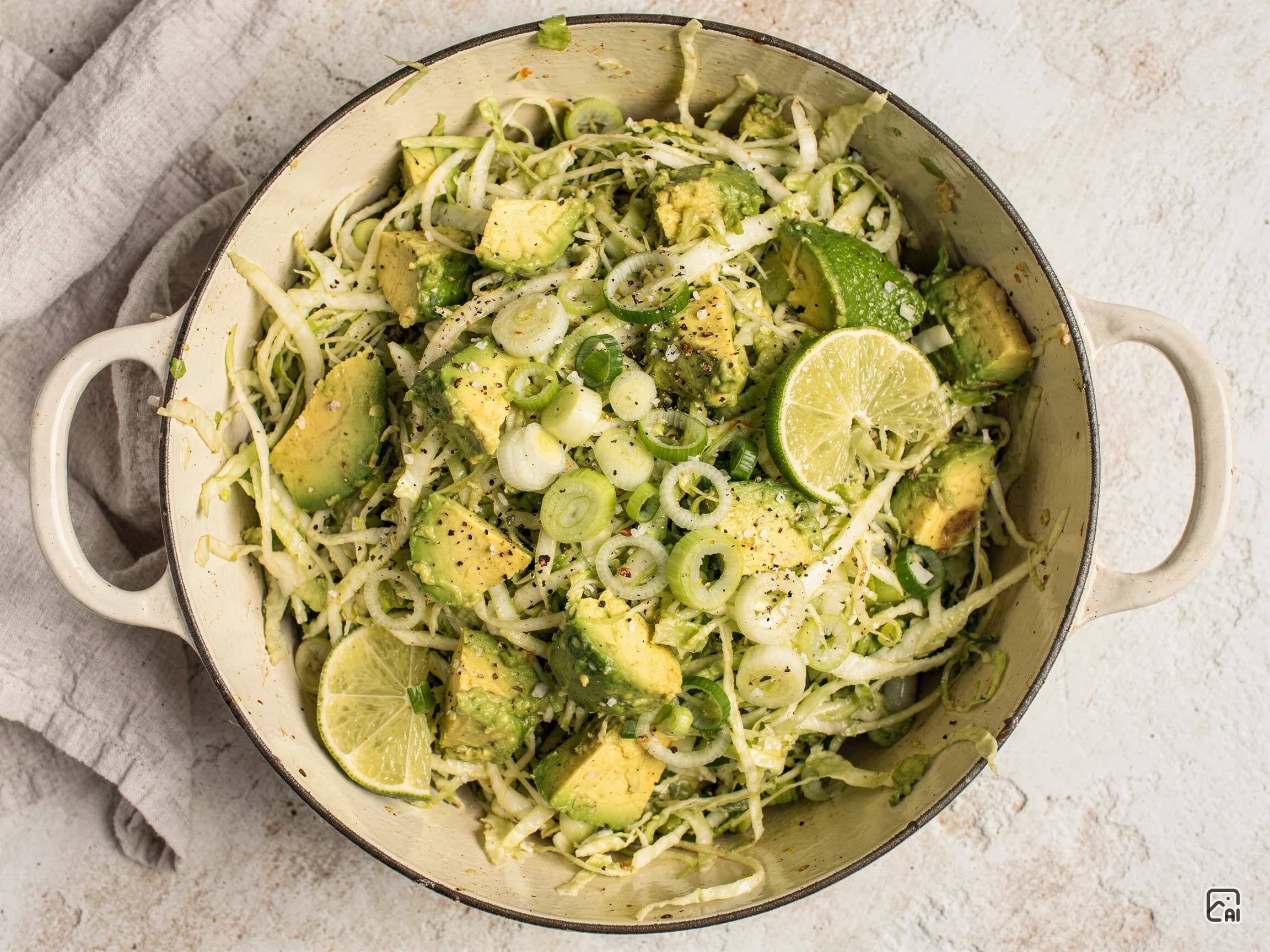Lime Cabbage-Avocado Scallion Slaw