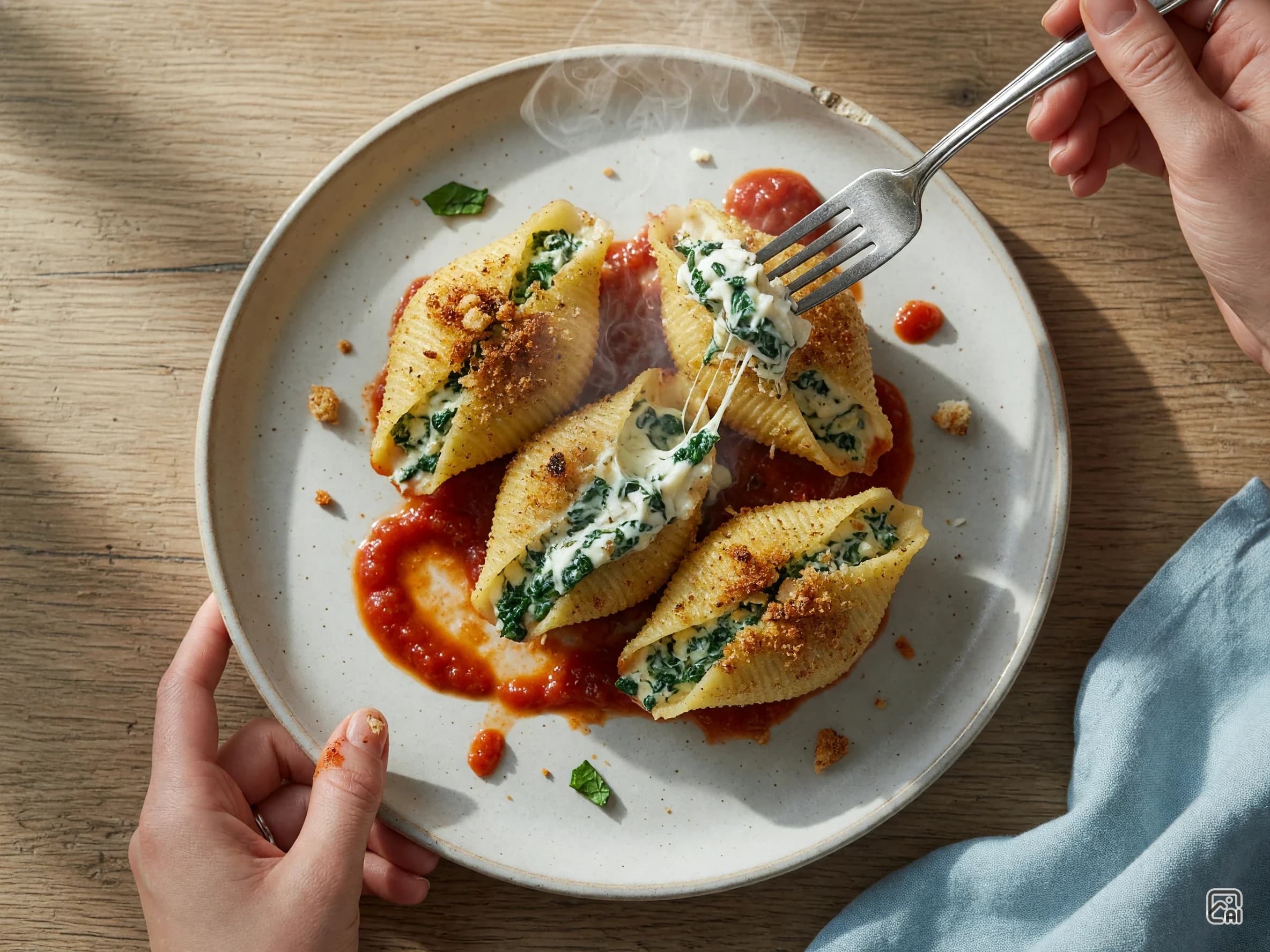 Crispy Stuffed Pasta Shells